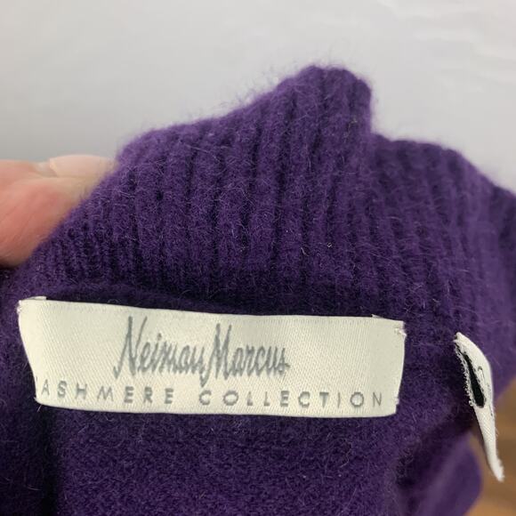 Neiman Marcus Cashmere Sweater Womens Large Purple Ruffle Collar Pullover Top - Picture 4 of 7